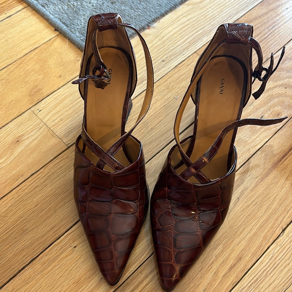 Ganni Cross Strap Heels